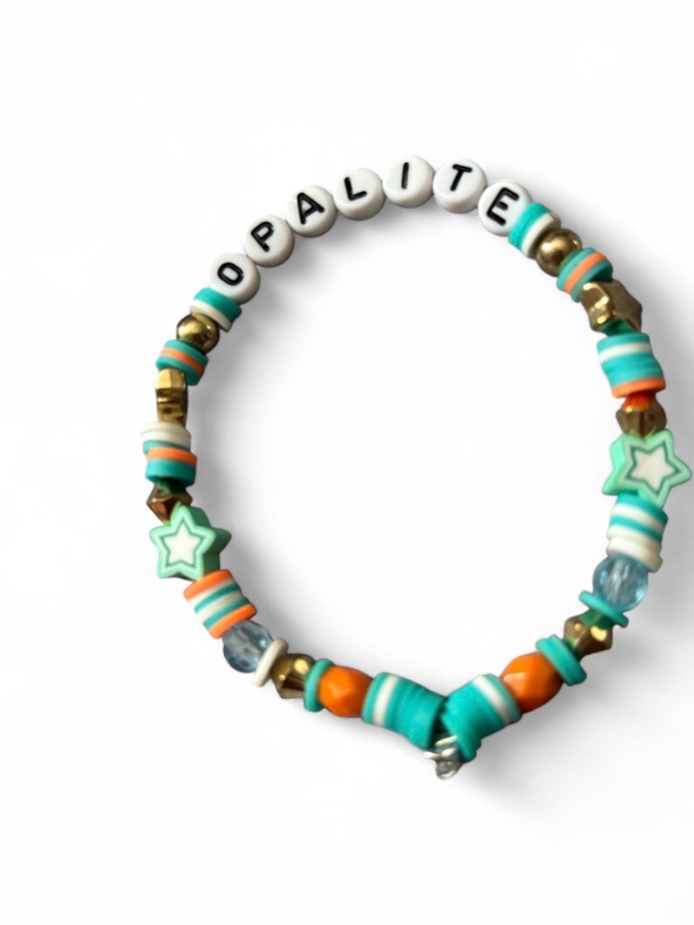 Opalite Beaded Bracelet in Teal & Orange